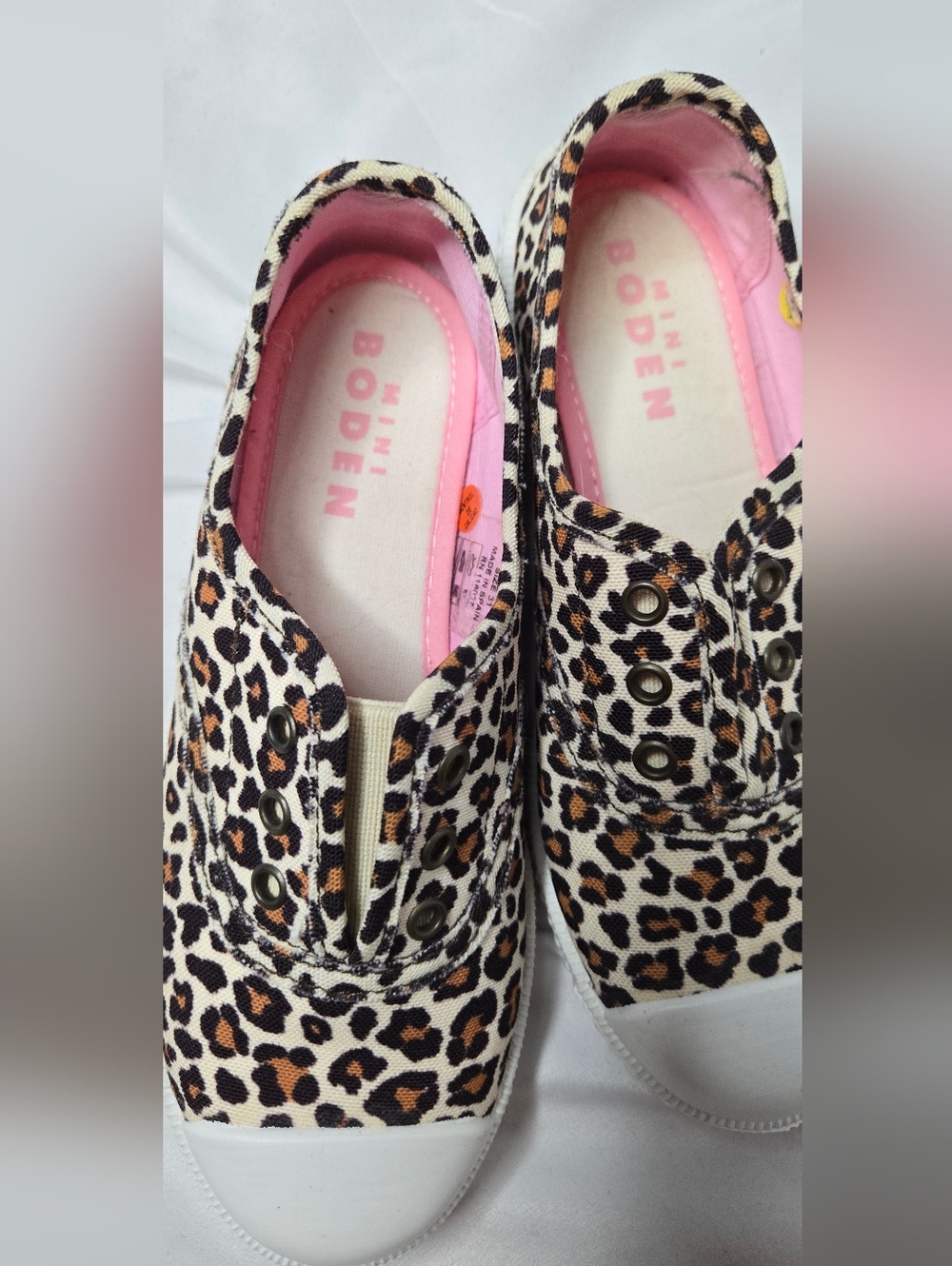 Mini Boden Leopard Print Pink Canvas  Slip-On Kids Sneakers Little Girl 13-13.5 - Picture 6 of 8